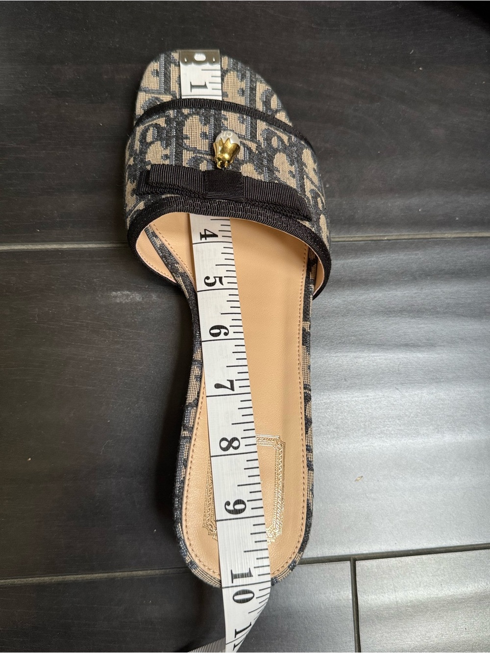Women's Navy Canvas Oblique Monogram Dior Logo with Bow Sandals size 8.5-9 - Picture 8 of 9